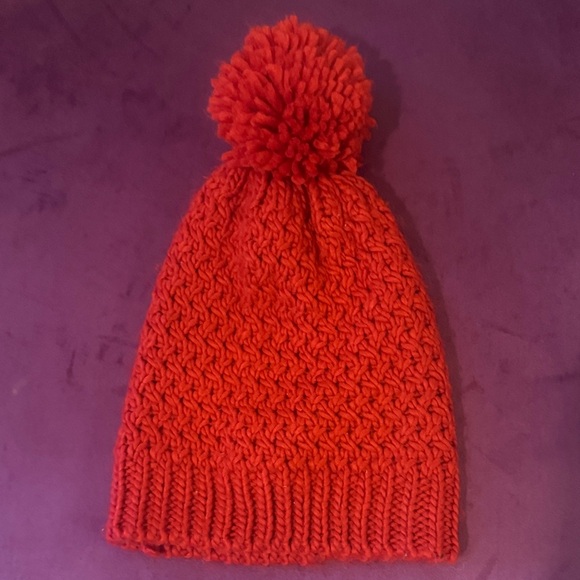 Nordstrom Accessories - Cozy Red Knit Pom-Pom Beanie Outerwear Hat Women’s Cold Weather Gear Red Beanie